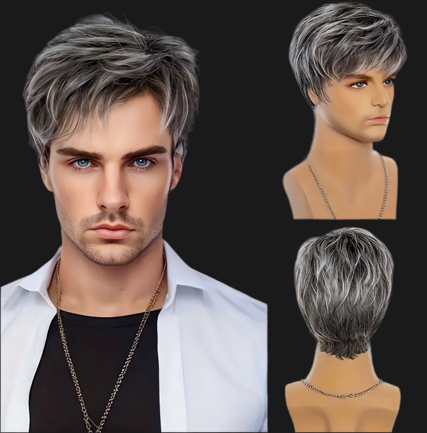 Graham-Men’s Silver-Grey Gradient Wig
