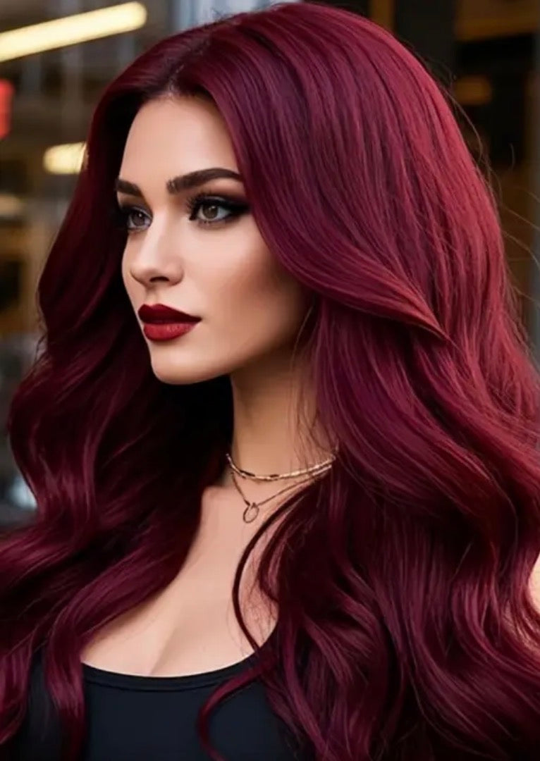 Erin-Women’s Burgundy Curly Wig – 66cm Heat-Resistant Synthetic Hair ,Gorgeous Burgundy Curls.